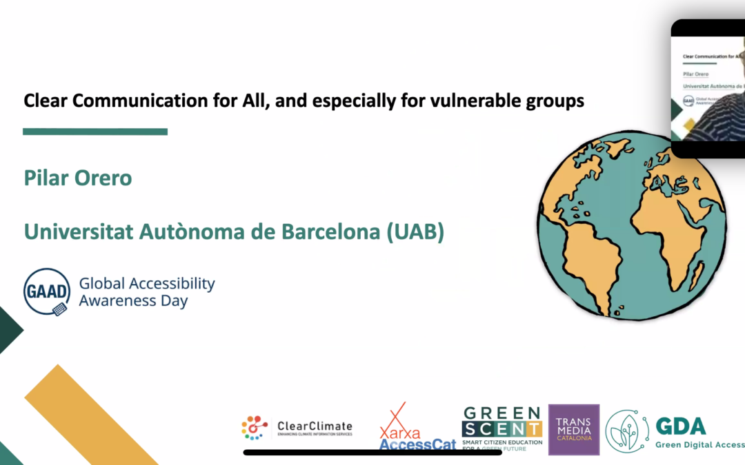 Pilar Orero (UAB) @ “Ensuring an Inclusive & Accessible Green Transition”